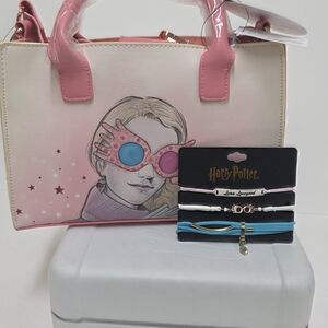 Loungefly Harry Potter Luna Lovegood Watercolor Mini Satchel Bag/ w bracelets.